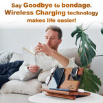 Load image into Gallery viewer, Phone Docking Station Ergonomic Wallet Stand Watch Organizer Natural Wooden Gift