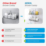 Load image into Gallery viewer, Adhesive Shower Caddy 2 Pack Black Shelf Organizer with Hooks Stainless Steel