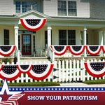 Load image into Gallery viewer, 3 Pack: USA Pleated Fan Flag 1.5x3FT Star Center Embroidered Polyester Stars and Stripes