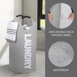 Load image into Gallery viewer, 115L X Large Laundry Basket with Handle Light Gray Tall Collapsible Fabric Hamper College Dorm Bathroom Essential Portable Washing Bin Dirty Clothes Storage Large Basket Bin