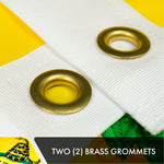 Load image into Gallery viewer, G128 3 Pack: Gadsden Don't Tread On Me Flag 1x1.5 Ft Double ToughWeave Series Double Sided Embroidered 210D Poly Historical Flag, Embroidered Design, Brass Grommets, Heavy Duty, 3ply