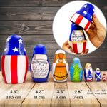 Load image into Gallery viewer, Independence Day Nesting Dolls Set 7 pcs Russian Dolls with Symbols of