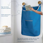 Load image into Gallery viewer, X Large Blue Hanging Laundry Hamper with Over Door Hooks 20x 3.75x 31 inch Adhesive Durable Space Saving Laundry Bag with Zipper and Wide Open Top Hanging Dorm Laundry Hamper Blue XL