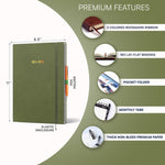 Load image into Gallery viewer, 2025 2026 HARDCOVER Leather Planner Weekly & Monthly 8.5x11 Inches Academic Planner Business Personal or Student Pen Holder Thick Paper July 2025 June 2026 (Olive Green)