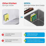 Load image into Gallery viewer, Kitchen Sponge Holder Sink Caddy for Sponges Scrubbers Soap No Drilling Adhesive Rustproof SUS304 Stainless Steel Compact Kitchen Sink Accessories