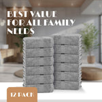 Load image into Gallery viewer, White Classic Light Gray Washcloths Set 12 Pack for Body and Face Towel 12x12 Inch Cotton Wash Cloths Bulk Spa Fingertip Wash Clothes Soft Absorbent Gym Towels