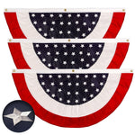 Load image into Gallery viewer, 3 Pack: USA Pleated Fan Flag 1.5x3FT Star Center Embroidered Polyester Stars and Stripes