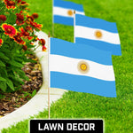Load image into Gallery viewer, G128 12 Pack Handheld Argentina Argentinian Stick Flags 12x18 In Printed 150D Polyester, Country Flag, Solid Wooden Stick, Spear Gold Tip