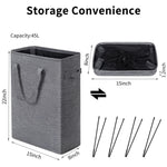 Load image into Gallery viewer, Slim Laundry Hamper With Handles Collapsible Laundry Basket Thin Dirty Clothes Basket Narrow Laundry Bag Foldable Dirty Cloth Hamper 45L (21 inchesDark Grey)
