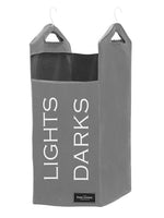Load image into Gallery viewer, The Fine Living Co. Hanging Laundry Hamper Bag With 2 Strong Metal Removable Hangers For Closet Wide Open Top Hanging Closet Heavy Clothes Durable Space Saving Closet Laundry Bin (Dual Grey)