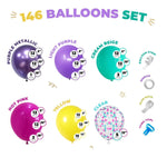 Load image into Gallery viewer, Balloon Garland Arch Kit 146 Pcs Hot Pink Metallic Purple Purple Cream Beige Yellow & Confetti Balloons for Baby Shower Birthday Gender Reveal Wedding Party DIY Kit