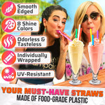 Load image into Gallery viewer, Large Pack of 300 Boba Straws Individually Wrapped – Thick Smoothie Straws Disposable for Milkshakes Bubble Tea Ice Lattes & Lemonade Bar Supplies – (0.4 Wide 9.25 Tall) 8 Colors Smooth Edges