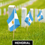 Load image into Gallery viewer, G128 12 Pack Handheld Argentina Argentinian Stick Flags 12x18 In Printed 150D Polyester, Country Flag, Solid Wooden Stick, Spear Gold Tip