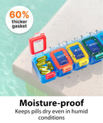 Load image into Gallery viewer, Weekly Pill Organizer 1 time a Day Pill Box 7 Day with Waterproof Seal Large compartments Hold Big Vitamins & Supplements Upgraded Locking lids for Home & Travel use Durable Hard case