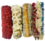Load image into Gallery viewer, Bholi Sage Plus Sage Smudge Kit for Cleansing Negative Energy and Cleansing House Sinuata Dragon Blood Cinnamon and Triple Flower sage Smudge Sticks with White Sage California sage Sticks Pack of 4