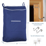 Load image into Gallery viewer, Fine Living Large Hanging Laundry Hamper with Over Door Hooks & Adhesive Durable Space Saving Laundry Bag with Zipper and Wide Open Top Hanging Dorm Laundry Hamper 18 x4.75 x28 (Navy Blue L)