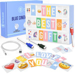 Load image into Gallery viewer, Blue Cinema Light Box with 312 Letters Emojis 3 Markers Led Board Decor for Girl