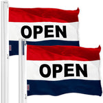 Load image into Gallery viewer, G128 2 Pack: Open Flag 2x3 Ft LiteWeave Pro Series Printed 150D Polyester Commercial Business Flag, Vibrant Colors, Brass Grommets, Thicker and More Durable Than 100D 75D Polyester