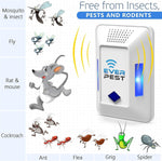 Load image into Gallery viewer, Ultrasonic Pest Control Repeller Plug in 2 Pack Device Repels Cockroach Cricket Bug Fruit Flies Deterrent Ultrasound Insect Mice Roach Rat Scorpion Bat Squirrel Rodent Spider Wasp