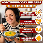 Load image into Gallery viewer, 4 Pcs Microwave Bowl Cozy Holders (Gray & White Checkered) – Heat Resistant Microwave Bowl Holders for Hot Food Protect Hands from Hot Dishes – Soft Fabric for Safe & Convenient Use in the Kitchen