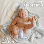 Load image into Gallery viewer, Hooded Baby Towels 33x33 Inch with Elephant Face Light Gray Baby Bath Towel