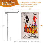 Load image into Gallery viewer, G128 Combo Pack: Garden Flag Stand Black 36 in x 16 in & Garden Flag Happy Halloween Decoration Two Witchy Gnomes 12x18 DoubleSided Blockout Fabric