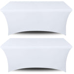 Load image into Gallery viewer, White Stretch Spandex Table Covers 4FT Pack of 2 Fitted Tablecloths 48x30 inch
