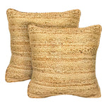 Load image into Gallery viewer, The Fine Living Co. Jute Throw Pillow Covers Braided Decorative Pillow Covers Farmhouse Accent Pillows for Couch Living Room Decor 18 x 18 inch Natural 2Pc
