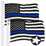 Load image into Gallery viewer, G128 2 Pack: Thin Blue Line Flag 1x1.5 Ft ToughWeave Series Embroidered 300D Polyester Duty and Honor Flag, Embroidered Design, Indoor/Outdoor, Brass Grommets