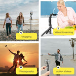 Load image into Gallery viewer, Phone Tripod 62 Selfie Stick for iPhone with Remote and 3W LED Light, Universal Mount, Phone Stand for Recording & Streaming, Tripod for iPhone & Android Phone & Gopro