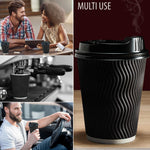Load image into Gallery viewer, Insulated Disposable Coffee Cups with Lids & Straws 12 oz 100 Packs Black Cups