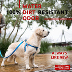 Load image into Gallery viewer, Waterproof Dog Harness Adjustable 24–35 in Metal Clasp & QR Tag Blue