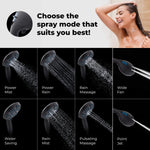 Load image into Gallery viewer, Black High Pressure Shower Head with Handheld 8 Spray Settings Removable Head