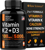 Load image into Gallery viewer, Vitamin D3 K2 Calcium Supplement Vitamin D 5000 IU Vitamin K2 MK7 100 mcg 60Pill