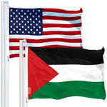 Load image into Gallery viewer, G128 Combo Pack: USA American Flag 3x5 Ft 150D Printed Stars & Palestine Flag 3x5 Ft 150D Printed