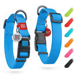 Load image into Gallery viewer, Waterproof Dog Collar Adjustable 14–23 in Neck x 1 in Wide Buckle & QR Tag Blue