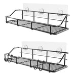 Load image into Gallery viewer, Adhesive Shower Caddy 2 Pack Black Shelf Organizer with Hooks Stainless Steel