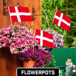 Load image into Gallery viewer, G128 24 Pack Handheld Denmark Danish Stick Flags 12x18 In Printed 150D Polyester, Country Flag, Solid Wooden Stick, Spear Gold Tip