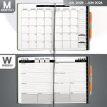 Load image into Gallery viewer, 2025 2026 HARDCOVER Leather Planner Weekly & Monthly 6.5 * 8.5 Inches Academic Planner Business Personal or Student Pen Holder Thick Paper July 2025 June 2026 (Dark Grey)