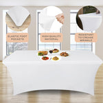 Load image into Gallery viewer, White Stretch Spandex Table Covers 4FT Pack of 2 Fitted Tablecloths 48x30 inch