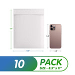 Load image into Gallery viewer, White Poly Bubble Mailers 8.5 x 11 Padded Envelopes 8 1/2 x 11. Pack of 10 Poly Cushion Envelopes. Peel and Seal. Mailing Shipping Packing Packaging