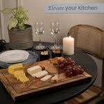 Load image into Gallery viewer, The Fine Living Co. Large Cutting Board Acacia Wood Meat Chopping Board Butcher Block with Juice Groove Chevron Chequered Style 1 Thick & Food grade Serving Board 16 x12