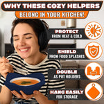 Load image into Gallery viewer, 4 Pcs Microwave Bowl Cozy Holders – Deep Navy Blue Microwave Bowl Holders for Hot Food Protect Hands from Hot Dishes – Soft & Heat Resistant Fabric for Safe Heating & Convenient Use in the Kitchen