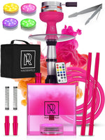 Load image into Gallery viewer, Pink Hookah Set with Everything YADO Square Hookah To Go with Charcoal Holder