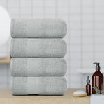 Load image into Gallery viewer, 4 Pack Resort Collection Soft Bath Towels 28x55 in Hotel Plush Cotton Light Grey