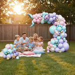 Load image into Gallery viewer, Mermaid Balloon Garland Arch Kit Under the Sea Party Decorations with Pastel Pink Blue Purple Gold Balloons Shell & Tail Foil Balloons Ocean Theme Birthday Baby Shower Décor