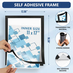Load image into Gallery viewer, 12 Self Adhesive Sign Holder 11x17 with Magnetic Border Reusable Adhesive Frames Windows Magnetic Frames for Wall Display Peel & Stick Document Sleeve Magnet Page Protector for Office School