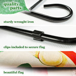 Load image into Gallery viewer, G128 Combo Pack: Garden Flag Stand Black 36 in x 16 in & Garden Flag Merry Christmas Decoration Santa Gnome with Present 12x18 Double Sided Blockout Fabric