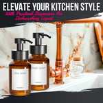 Load image into Gallery viewer, 2Pcs Amber Glass Foaming Soap Dispenser 8.5 oz Amber Glass Soap Dispenser with Pump Compatible with Hand Soap Dish Soap Shampoo and Gel Durable Stylish & Refillable for Bathroom and Kitchen