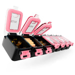 Load image into Gallery viewer, Weekly Pill Organizer 1 time a Day Pill Box 7 Day with Enhanced Waterproof Seal Pink Large compartments Hold Big Vitamins & Supplements Upgraded Locking lids for Home & Travel use Durable Hard case